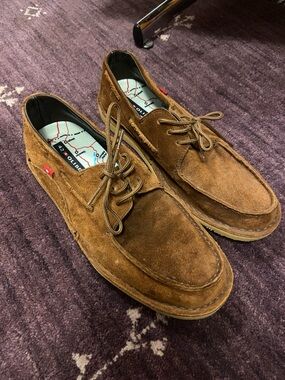 Men's Brown Suede Boat Shoes with Lace Closure
